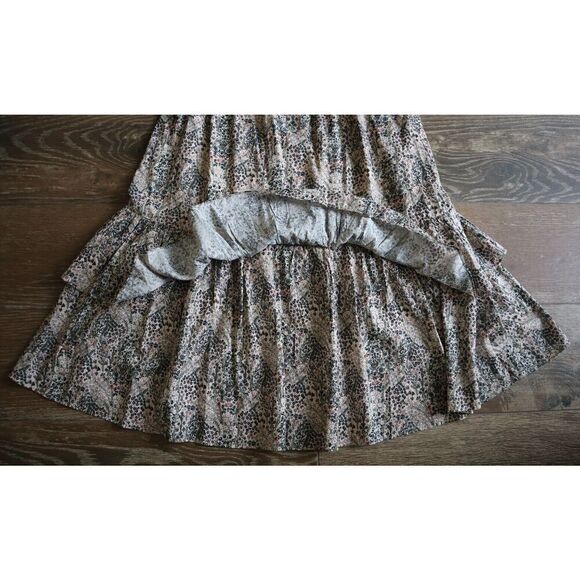 PAIGE 7363J78-6678 Women's Sz L Ecru Multi/Beige Gisella Floral Midi Dress - Picture 8 of 12